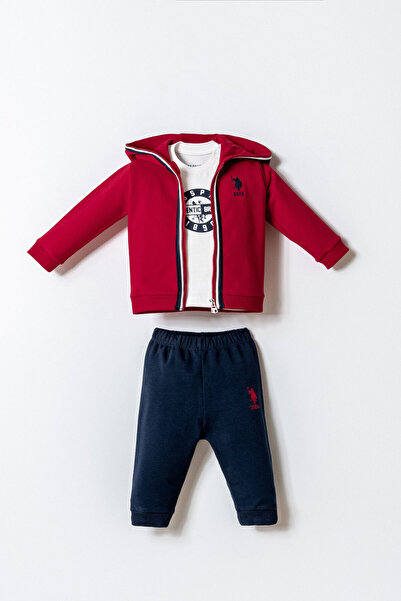 U.S. Polo Assn. Erkek Bebek Kırmızı 3Lü Takım
