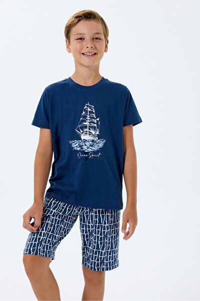 Rolypoly Boy's Navy Blue Bermuda Suit