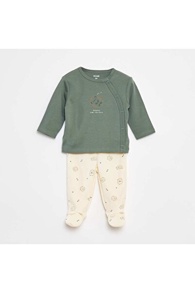 KIABI طقم بيجاما قطني - قطعتان أبيض