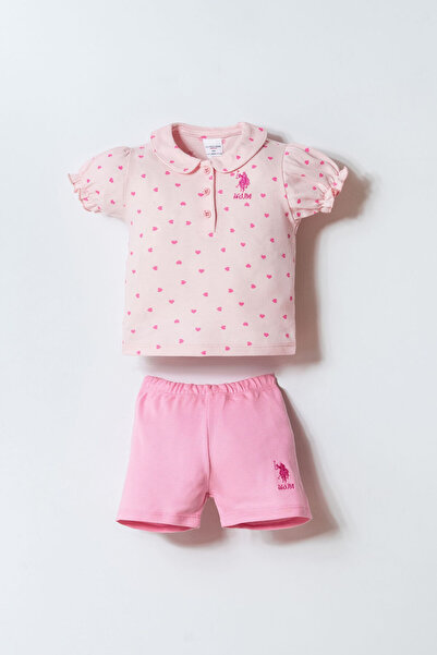 U.S. Polo Assn. Kız Bebek Pembe Şort Takım
