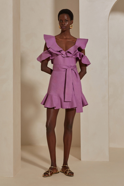 Dahlia Bianca Rafaelly Keten Elbise