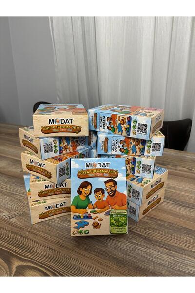 MODAT Özel Kutulu Karne Hediyesi Ahşap Boyama Setleri 10 Adet