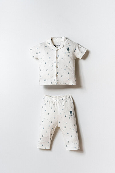 U.S. Polo Assn. U.S. Polo Assn Baby Boy White Shirt Pajama Set