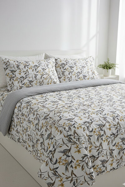 LaLiva Kır Ççeği Double Size Fitted Sheet-Elasticated-Cotton Duvet Cover Set-