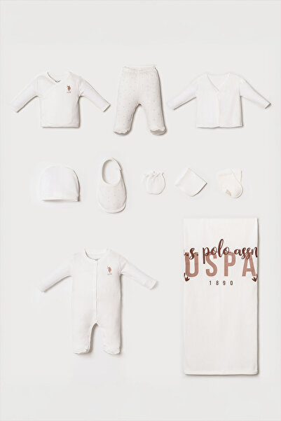 U.S. Polo Assn. Kız Bebek Beyaz Hastane Çıkışı 10’Lu Set