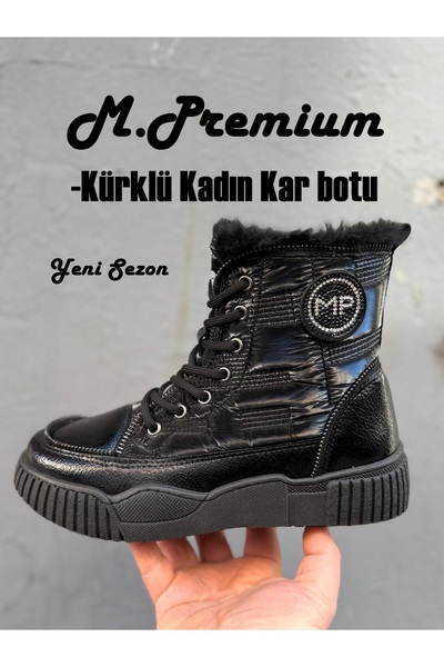 M.P. YENİ SEZON, KÜRKLÜ KADIN KAR BOTU, RUGAN DETAYLI, KAYMAZ TABAN
