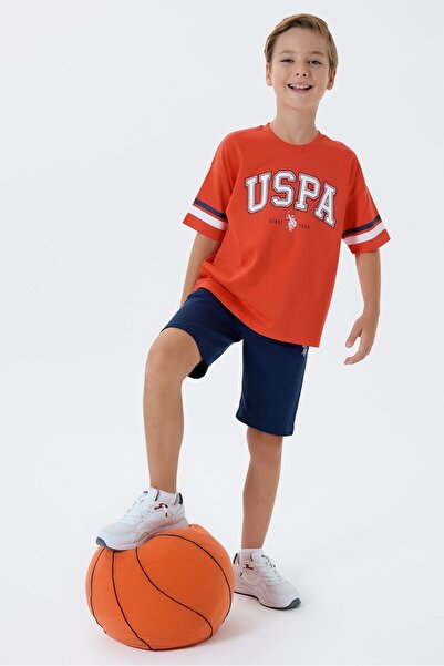 U.S. Polo Assn. Boys Orange Bermuda Set