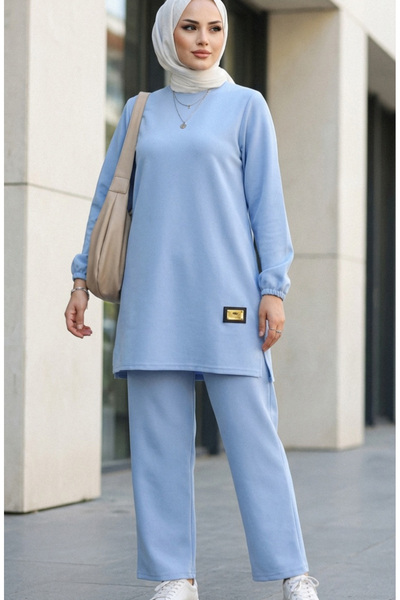 sefamerve Arma Detailed Tunic Trousers Double Suit 0231-05 Blue