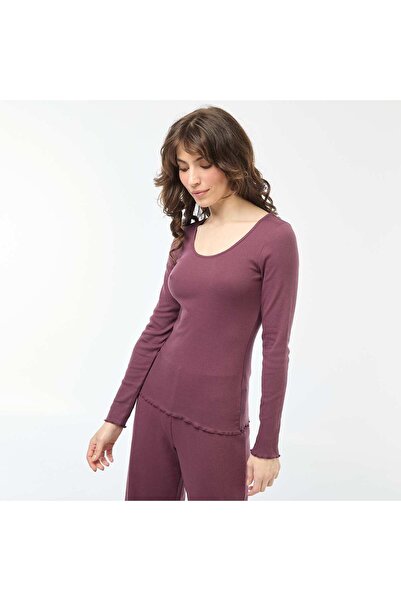 KIABI Ribbed Pajama T-Shirt PURPLE