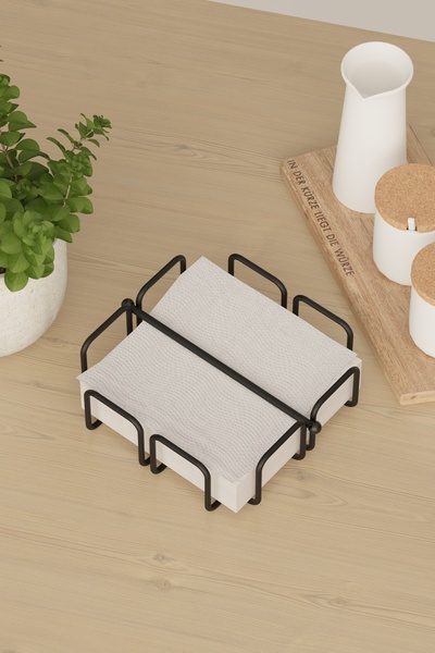 zabata Desktop Metal Napkin Holder Black and Modern Napkin Organizer