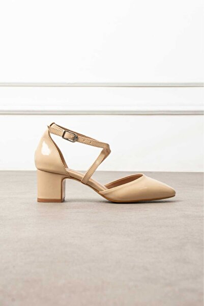 Roshin Shoes New Season Women's Heels Shoes Beige Patent Leather Comfortable ...