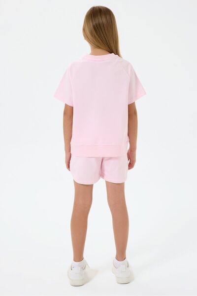 U.S. Polo Assn. Girl's Crew Neck Embroidered Summer Regular Fit Pink Shorts Set Us2528-C-V2