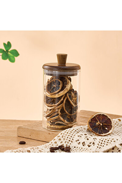 Edenza 420 ml Borosilicate Glass Jar with Wooden Acacia Lid |   Spice, Coffee...
