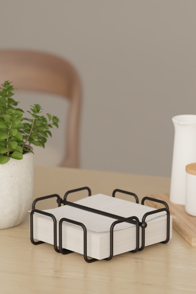 zabata Desktop Metal Napkin Holder Black and Modern Napkin Organizer