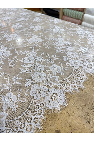 METERİAL Lez French Lace Fabric |   Floral Pattern, Fringed Edge, 3 Meter Cou...