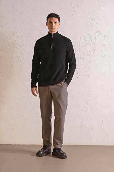 GMG FIRENZE ψηλός λαιμός Ανδρικό πουλόβερ με φερμουάρ και κηρήθρα