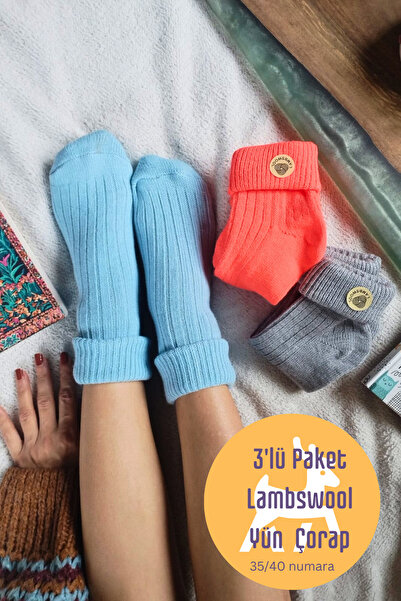 Corapcin 3 Pack Lamswool Wool Winter Women's Socks-35/40