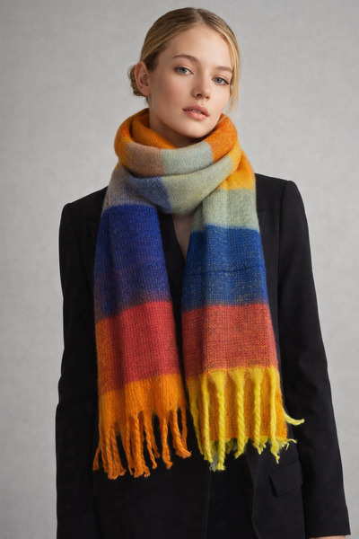 bahia butik aksesuar Women's Tasseled Multi-Colored Scarf