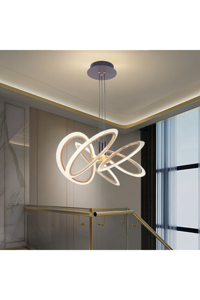 iTin LED pendant chandelier with remote control RIMINI 85W, 5 elements, cold/...