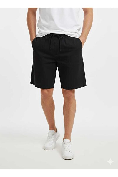 BK Unisex 100% Cotton Linen Elastic Waist Cooling Comfortable Shorts with Poc...