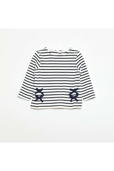 KIABI Striped Ribbed T-shirt WHITE