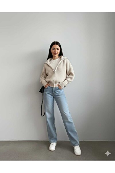 MODA İSTAN kadın fermuarlı triko hırka