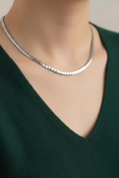 Rua Jewelry Steel Italian Triangle Necklace 4 mm 45 cm Silver Color |   Non-T...