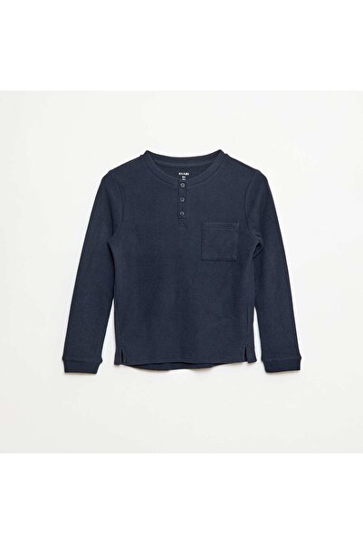 KIABI Soft knit T-shirt with chest pocket BLUE