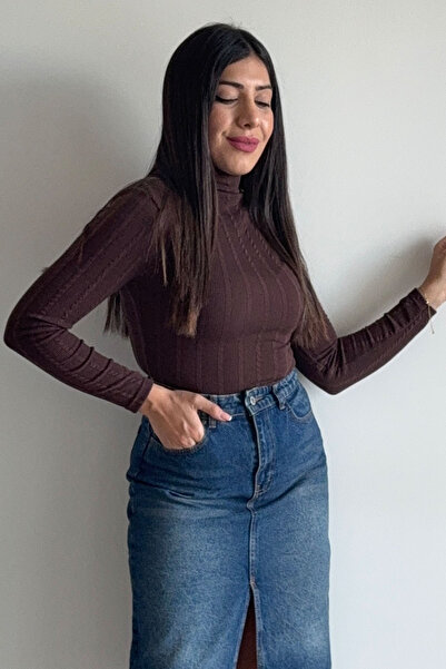 CİDDE Bluză guler ridicat Textured Twist din material subțire pentru femei