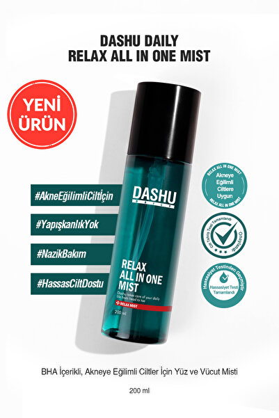 Dashu BHA İçerikli, Akneye Eğilimli Ciltler İçin Yüz ve Vücut Misti Daily Rel...