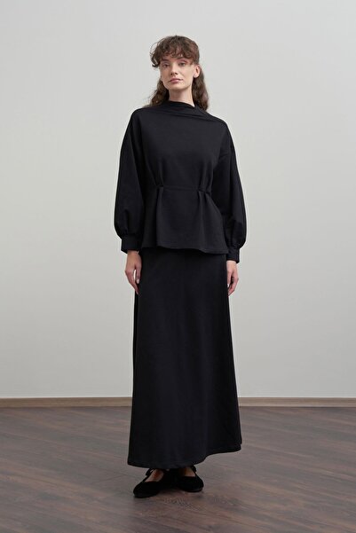 ALLDAY Black-Soft Textured Pleated Detailed Skirt Suit
