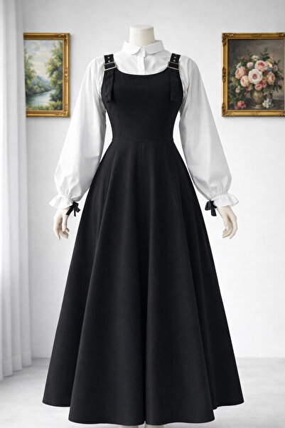 Nirva Butik Siyah Tesettür Gabardin Jile