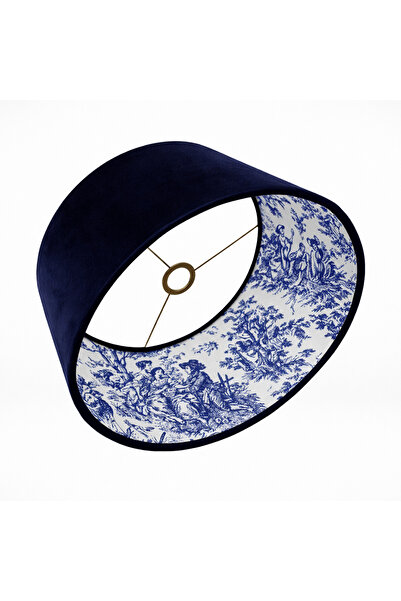 Mivera Maison DEKORATİF LACİVERT KADİFE KAPLAMA ABAJUR BAŞLIĞI (25x20cm)