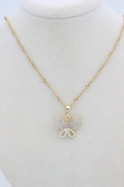 XUPING JEWELRY قلادة على شكل فراشة من الزركون من ستايل إنساي/كسوبينج للمجوهرات