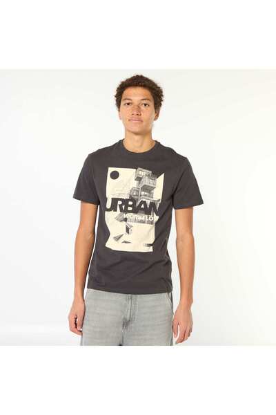 KIABI Printed Cotton Short-Sleeve T-Shirt BLACK