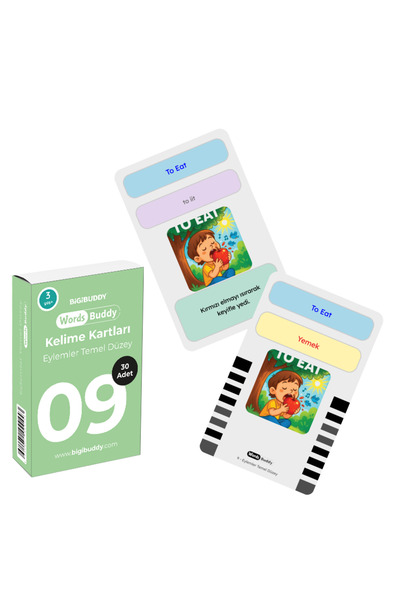 Bigibuddy WordsBuddy Türkçe İngilizce Kelime Kartları Eylemler Temel Düzey 30...