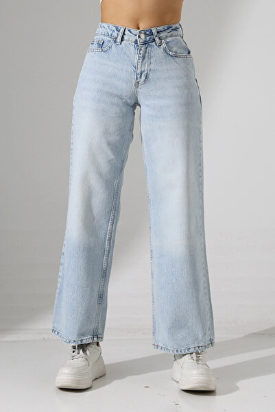 Cool & Sexy High Waist Light Blue Wide Leg Jeans