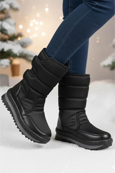 TOFİSA Women's Black Velcro Detailed Boots - 28119-Black