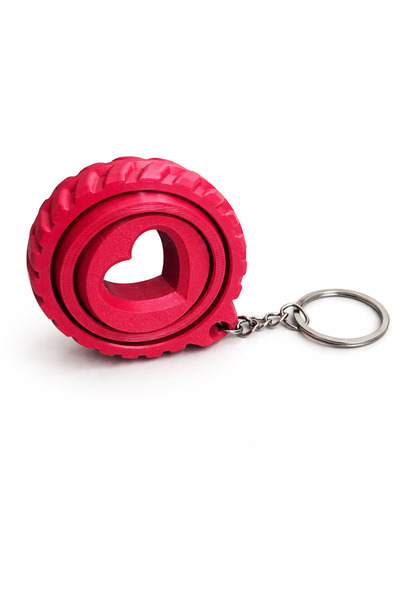 Eyiser Store Heart Detailed Dönerteker Large Size Keychain – Keychain with Rotatable Inner Ring Wheel Design