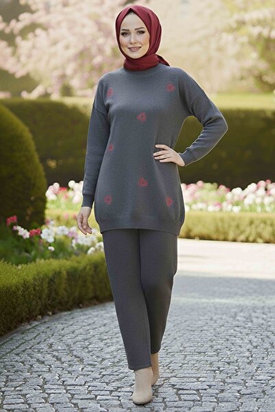 TOFİSA Set de tricotaje cu detaliu inimă, antracit - 28124-ANTRACIT