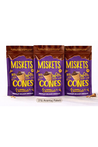 Miskets Bitter Çikolata Dolgulu Mini Kornet 70 gr x 3 Adet