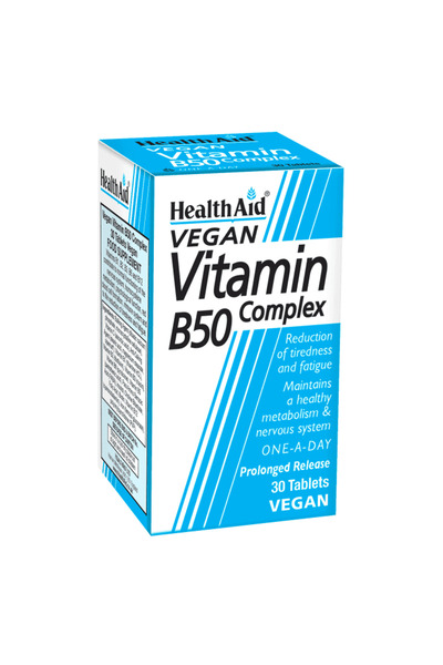Health Aid ها فيجان فيتامين كومبلكس بي ٥٠ أقراص ٣٠