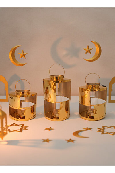 Living مجموعة من 3 فوانيس أسطوانية بتصميم عصري