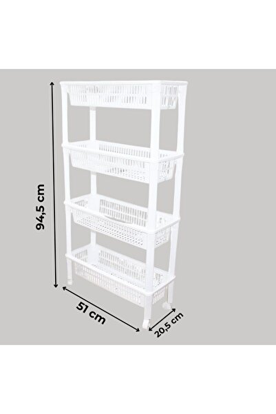 Empressco 4 Katlı Tekerli Çok Amaçlı Renkli Raf Düzenleyici, Pratik ve Şık Or...