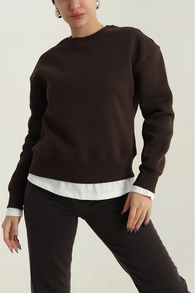 IŞILDA FASHION Paneled Three Thread Sweatshirt