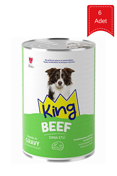 King Adult Sos İçinde Dana Etli Yetişkin Köpek Konservesi 400 Gr X 6 Adet
