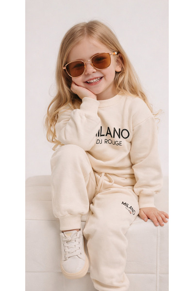 LittlePoffy Children Oversized Printed Bottom Top Baby Kids Tracksuit Set