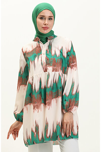 sefamerve Digital Printed Tunic 0502A-04 Green