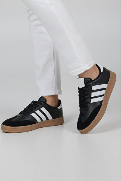 TOFİSA Pantofi sport cu detalii din piele intoarsa alb-negru pentru femei - 2...