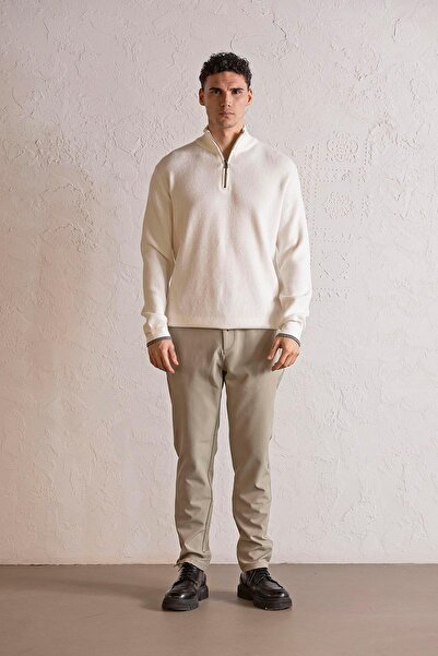 GMG FIRENZE ψηλός λαιμός Ανδρικό πουλόβερ με φερμουάρ και κηρήθρα